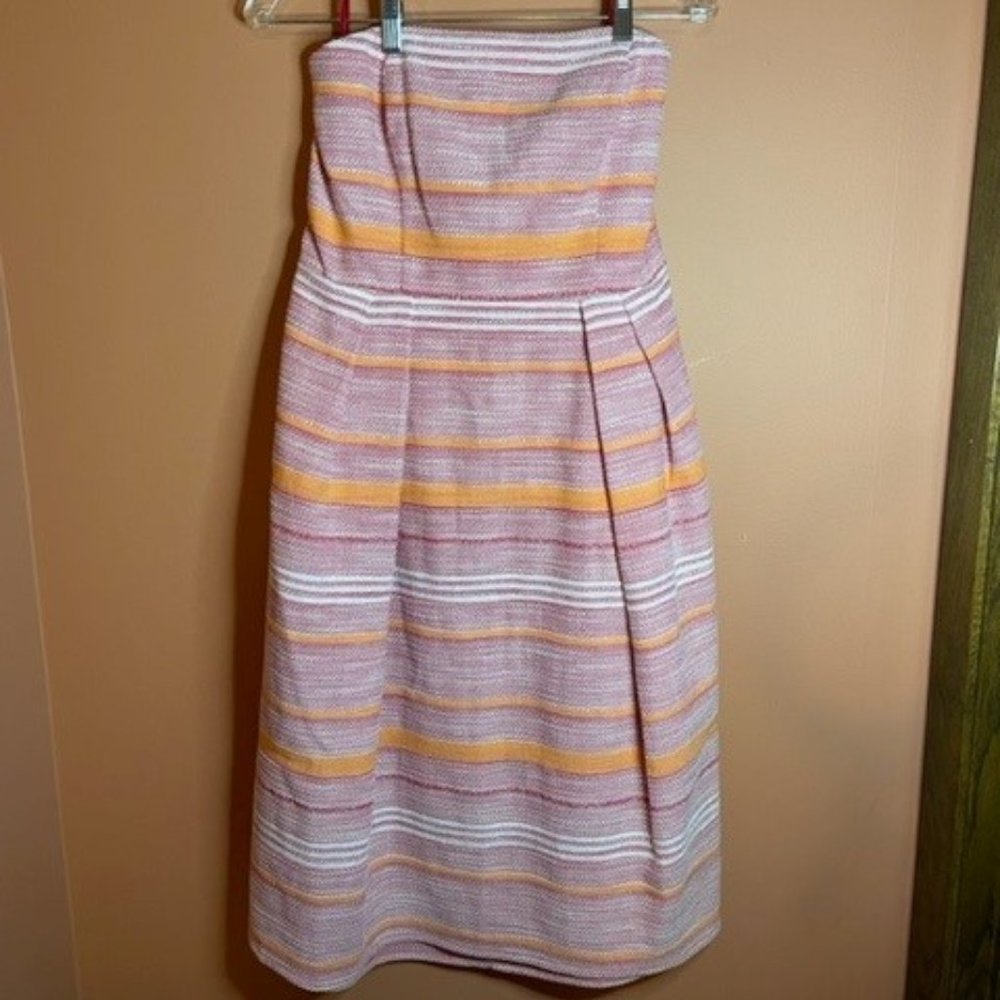 Eva Mendes Strapless Striped Dress